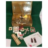 Cast iron Amish people, and religious jewelry, in