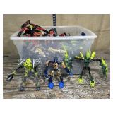 Clear tub full of Lego bionicles