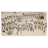 Mixed silverware, and knives, etc