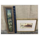 2 piece oriental art - Signed desert watercolor &