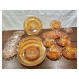 Carnival like dishes, pink depression plates, etc