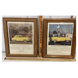 Two framed Studebaker car ads