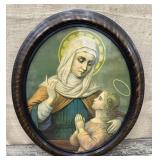 St. Anne & Blessed Virgin Mary print in nice oval