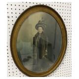 Framed pastel photo in oval frame - Lady w/