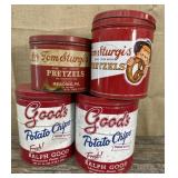 4 Pennsylvania tins - Goods potato chips & Tom