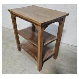 3 tier oak end table 22"15"25"