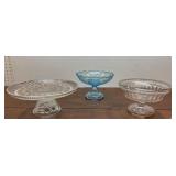 Cake stand and 2 candy pedestal dishes