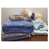 Blue Bed lot - bedspreads twin? blankets, sheet