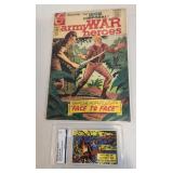 Army war heroes comic book and navel battle card