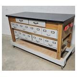 10 drawer work bench 55"25"35" on cart