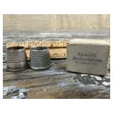 2 thimbles (1 sterling) in neat old box