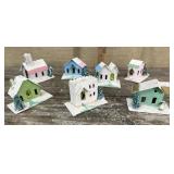 Box of vintage Christmas houses