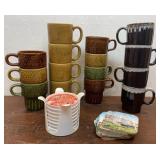 VTG Japan mcm stacking embossed mugs,