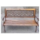 Vintage Cast Iron Wood Slat Garden / Park Bench