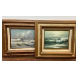2 Framed painted art *signed