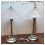 Pr table lamps with glass shades