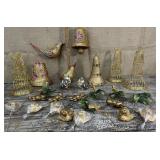 Vintage Christmas decor - bells, birds & cherubs