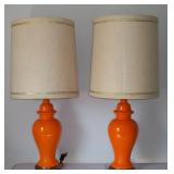 2 Mid Century Modern Orange Ginger Jar Table