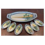 9pc Vintage hand painted nut dish set