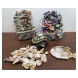 Garden decor, sea shells, shell carved fish