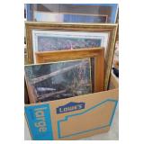 Huge box of framed artwork