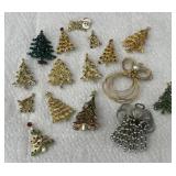 Christmas pins & small green bowl