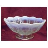 Antique Northwood Opalescent Pedestal Bowl Scroll