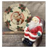 Vintage Christmas tin & musical rocking chair