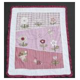 Vintage Handmade Embroidered Crib Quilt Baby