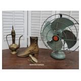 Box - iron shoe, brass t-pot, retro fan (no