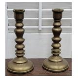 Pr extremely heavy brass candlesticks