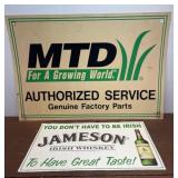 2 advertising signs - Jameson & MTD - plastic