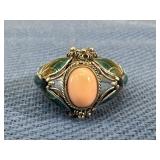 Sterling ring w/ gemstone & enamel
