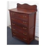Antique Oak Highboy 5 Drawer Dresser