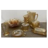 Flora gold depression glass set - butter dish,