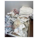 Box lot of vintage baby cloths, linens