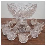 Stunning brilliant cut glass punch bowl set - the