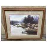 Framed Julie Crocker print - nature scene w/ deer