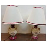 Pair of floral petite lamps