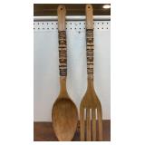 Carved tiki spoon and fork