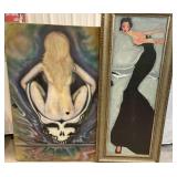 2 pieces of at - one framed, one on canvas