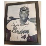 Hank Aaron signed 8x10 framed photo