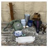 Vintage, green, rotary phone, odds on the from