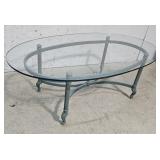 Oval glass top coffee table 28"48"18"