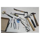 Hammers, flat bar, pliers, etc