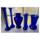 Blue glass vases