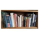 Contents of bookshelf - cooking, sewing, travel