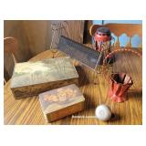 Box - record rack, tin basket, bike bell, etc