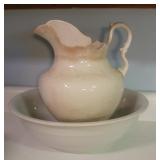 Antique white pitcher and bowl - stained