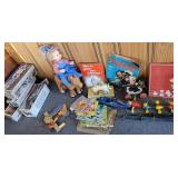 Large box of miscellaneous toys - John Deere,